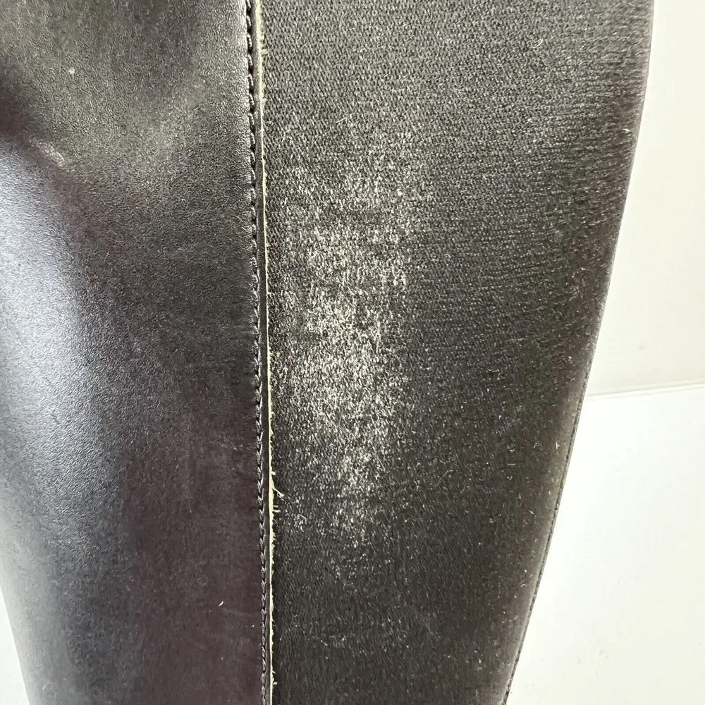 Coach Size 8 Turn Lock Riding Boots Black Leather Side Zip Stretch Panel Women’s - Picture 13 of 13